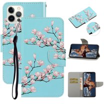 SaniMore for iPhone 14 Pro 6.1" 2022 Wallet Case, Color Painting Pattern with Kickstand Card Slots Detachable Wrist Strap Grils Women PU Leather Case Magnetic Clasp For iPhone 14 Pro, Magnolia
