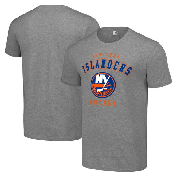 Men's Starter Heather Gray New York Islanders Logo T-Shirt