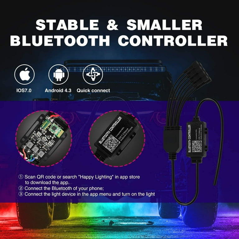 Nilight 8 Pods RGB LED Rock Lights Kit Underglow Multicolor Neon with  Bluetooth App Control Timing Function Flashing Music Mode IP68 Exterior  Wheel