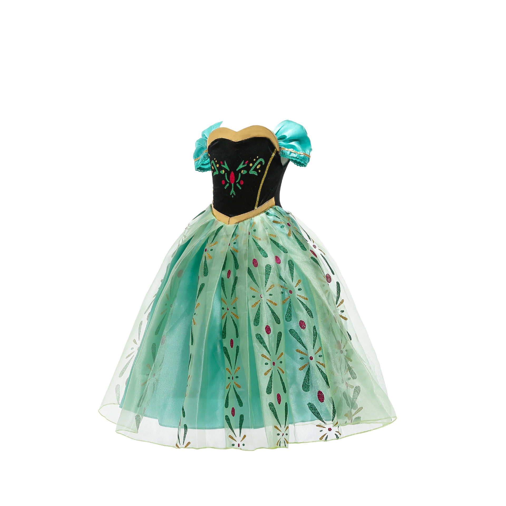 walmart princess anna dress Girls Queen Anna Princess Dress Halloween Fancy Cosplay Costume, Girl's, Size: 140CM/7-8T, Green