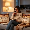 thumbnail image 5 of InsCrazy Fall Autumn Pillow Cover Thankful Grateful Blessed Pumpkins Square Pillowcases, 18x18in Thanksgiving Harvest Cuchion Covers for Sofa Couch Patio Decor, 5 of 7