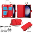 thumbnail image 3 of ELEHOLD For Samsung Galaxy A54 5G Phone Case Leather Crossbody Zipper Card Wallet Flip Case Kickstand Cover, with Ring Holder,Full Body Protection-Red, 3 of 7