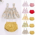 thumbnail image 4 of Baby Girls Boho Floral Summer Dress Sleeveless Ruffle Shirt Two Piece Set Outfit for Newborn Yellow 12-18 Months, 4 of 4