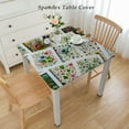 thumbnail image 2 of Rectangle Plastic Tablecloth Print Table Covers Flower Picnic Table Cloths for Party Kitchen Tabletop Decoration Holiday Weddings Spring Summer Autumn Elastic Edge, 2 of 7