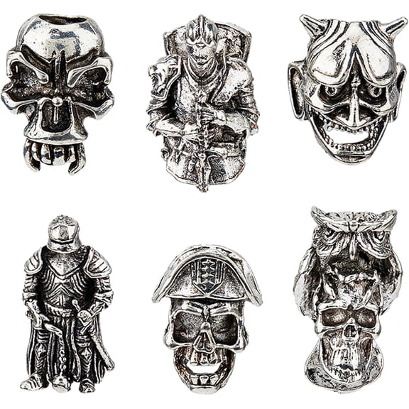 7 Style Knight Lanyard Beads Silver Vintage Lanyard Beads Horrible European Style Alloy Charms Men EDC Beads for DIY Accessories