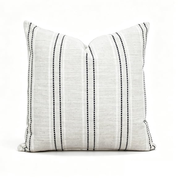Linen Texture Throw Pillow Cover with Yarn-Dyed Stripes – Soft Decorative Cushion Cover for Sofa, Living Room, Bedroom, and Home Decor