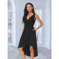 thumbnail image 3 of DARING DIVA Women's V Neck Sleeveless Midi Wrap Dresses S Black, 3 of 7