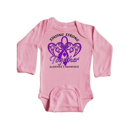 

Inktastic Staying Strong Together Alzheimer s Awareness Purple Ribbon Gift Baby Boy or Baby Girl Long Sleeve Bodysuit