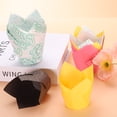 thumbnail image 3 of Uxcell 8cm Tulip Baking Cups Cupcake Muffins Liners Paper Disposable Wrappers for Weddings 50 Pcs Yellow, 3 of 5