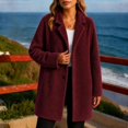 thumbnail image 4 of Awwp Women's Teddy Pea Coat, Faux Fur Long Winter Jacket, Winter Lapel Faux Fur Warm Overcoats Wine 3Xl, 4 of 5