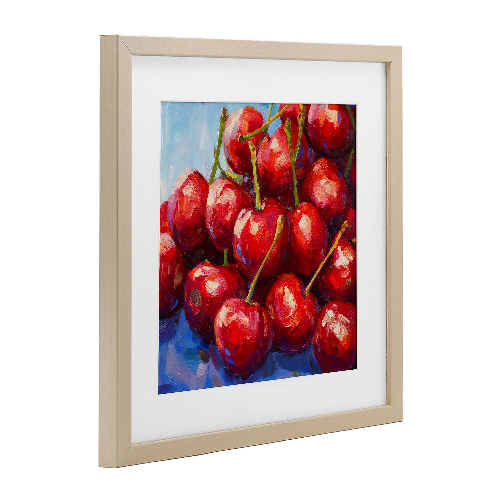 Stupell Industries Luscious Red Cherries of Summer Birch Framed Print Under Glass, design by Petal Prints Design