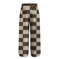 thumbnail image 5 of Men's Casual Plaid Print Stretch Waist Drawstring Straight Leg Pants Light Gray S, 5 of 7