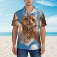 thumbnail image 2 of Fuzoiu Playful Cat Fisheye View Print Hawaiian Shirt for Men, Summer Beach Casual Short Sleeve Button Down Shirts, Men’s Beach Summer Shirts with Pocket,3X-Large, 2 of 7
