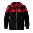 thumbnail image 3 of EOYWHK Fleece Hoodies for Men Long Sleeve Sherpa Lined Hooded Sweatshirt Big and Tall Plaid Bomber Jackets Full Zip-Up Outwear Jackets ,S-5XL, 3 of 5