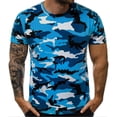 thumbnail image 2 of LRGSHF Men's Camouflage T‑Shirts Crew Neck Camo Print Tops Slim Fit Sport Summer Pullover Outdoor Casual Athletic Tees Blue 5XL, 2 of 5