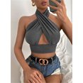 thumbnail image 3 of TxlixcChaleco de verano femenino, cuello de tirante cruzado de color sólido sin espalda, para niñas, 4 colores Txlixc  moda, 3 of 7