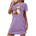 thumbnail image 3 of Fancifize Women's Plus Size Nightgown Crew Neck Halloween Print Sleepwear Casual Loose Fit Short Sleeve Loungewear, 3 of 3