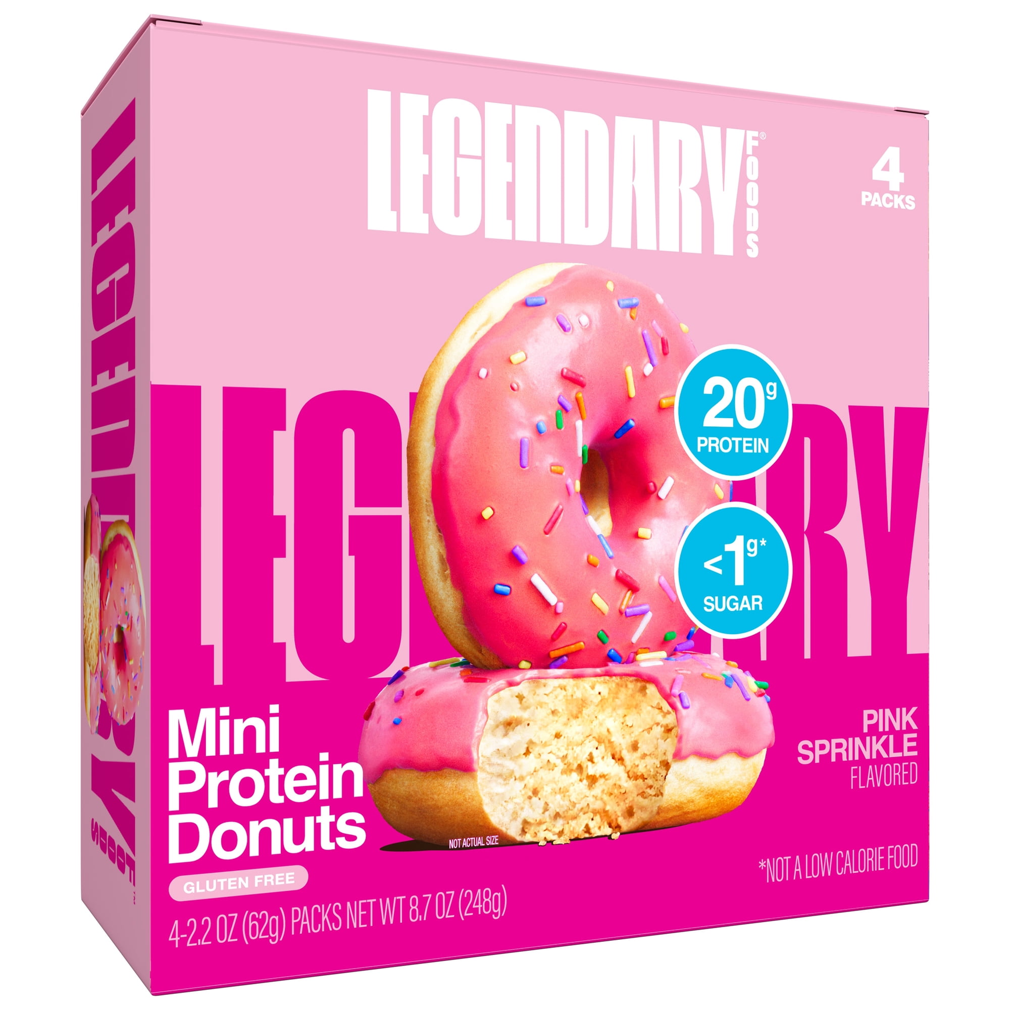Legendary Foods Protein Donuts, Pink Sprinkle, 20g Protein, 4 Pack, Keto Friendly, Gluten Free