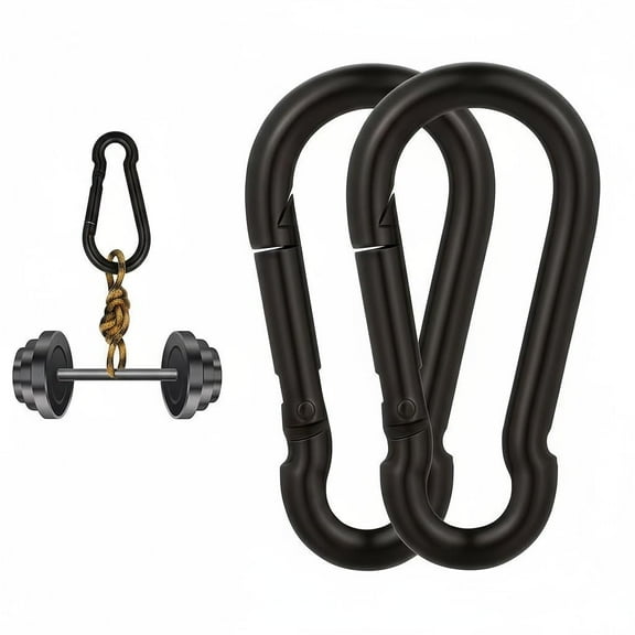 M8 Heavy Duty Carbon Steel Carabiner Clip, 2 PCS 500LBS Carabiner Quick Link Snap Hooks, Spring Snap Hooks for Indoor & Outdoor,Camping,Swing,Keychains, and More