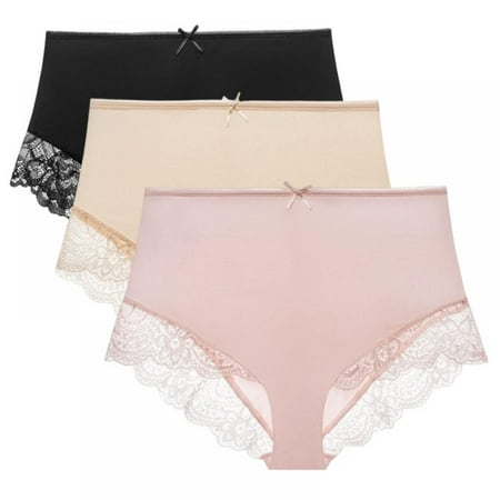 

Womens Underwear High Waist Lace Underpants Girls Bikini Briefs Pack of 3