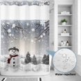 thumbnail image 4 of No Hook Shower Curtain with Built-in Rings - Snowman Christmas Washable Waterproof Fabric Bathroom Curtains for Hotel,Rentals, 72X 96 Inch Extra Long , Gray Winter Snow Scenery, 4 of 9