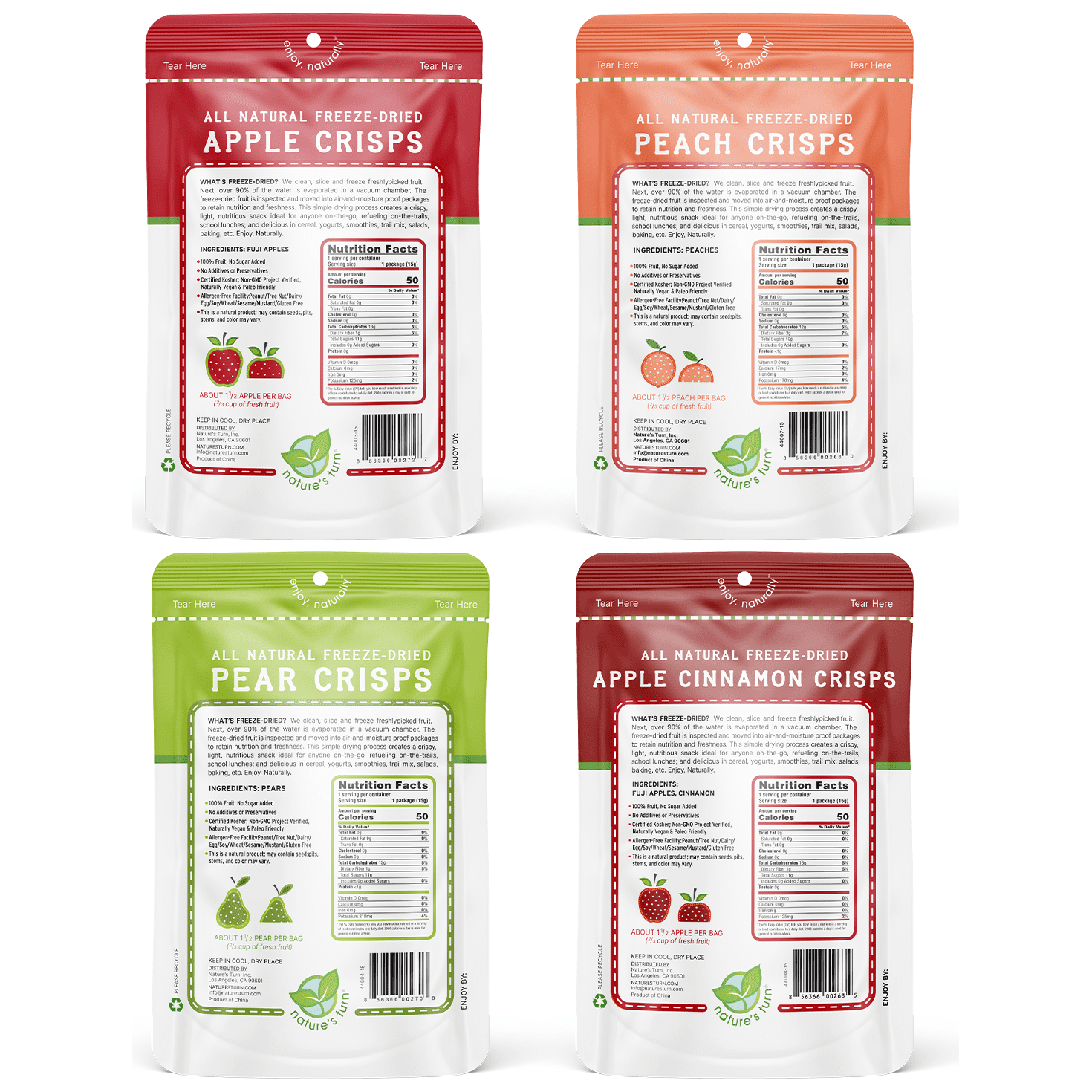 Nature’s Turn Freeze-Dried Fruit Crisps Orchard Variety Pack, No Added Sugar, Healthy Fruit Crisp Snack for School Lunches, 16 Pack (0.53 oz Each)
