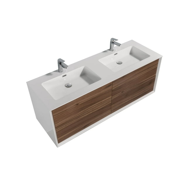 SERA Fleur Meuble-Lavabo de Salle de Bain Noyer