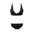thumbnail image 6 of Minjewel Women's Sexy Solid Color High Waist Bikini Set with Gold Lock Detail, Fashion Swimsuits for Women for Beach, Pool & Summer,Black L, 6 of 8