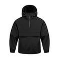 thumbnail image 2 of Rain Jackets for Men Quarter-Zip Pullover Waterproof Hoodied Lightweight Windbreaker Raincoat Solid Color Hiking Jacket Black M, 2 of 10