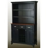 Home Styles Large Buffet with Open Hutch, Black with Cherry Top