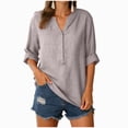 thumbnail image 4 of Paguaki Womens Tops V Neck Mid Length Sleeve Top Summer Top for Women Dressy Casual Solid Color Casual Blouse Shirt Top, 4 of 7