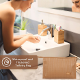 thumbnail image 5 of Large-capacity portable cosmetic storage bag, portable toiletry bag, made of PU - brown, 5 of 5