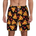 thumbnail image 2 of Picia Cartoon Pizza pattern Mens Swim Trunks with Compression Liner Stretch Beach Shorts Quick Dry with Zipper Pockets No-Chafing Board Shorts-Medium, 2 of 9