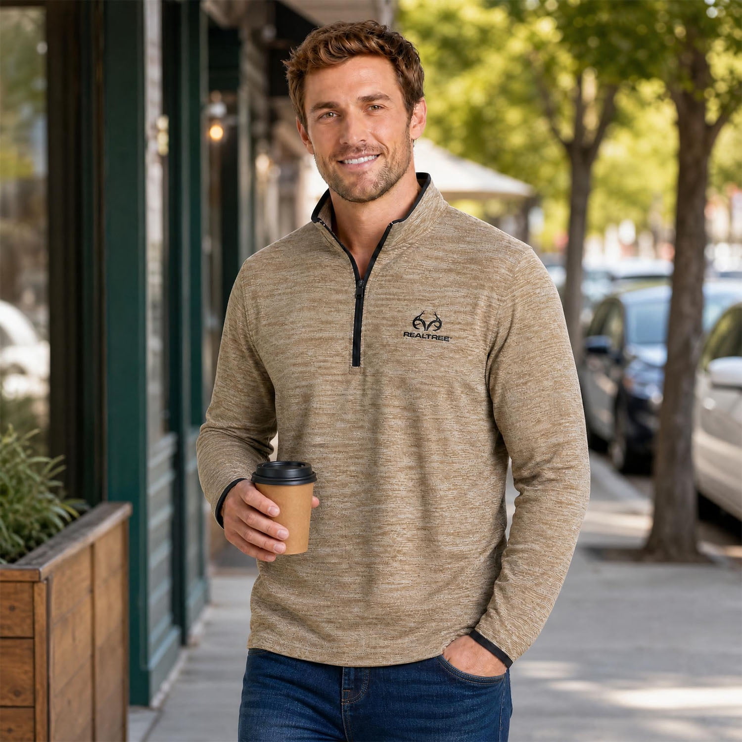 Realtree Men's Fleece Quarter Zip Pullover Sweatshirt, Sizes S-2XL