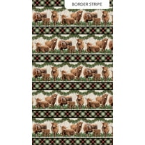Cotton Highland Heart Highland Cow Calf Christmas Pinecone Holly Plaid Wood Northcott Cotton Fabric Print by the Yard (DP28046-99)