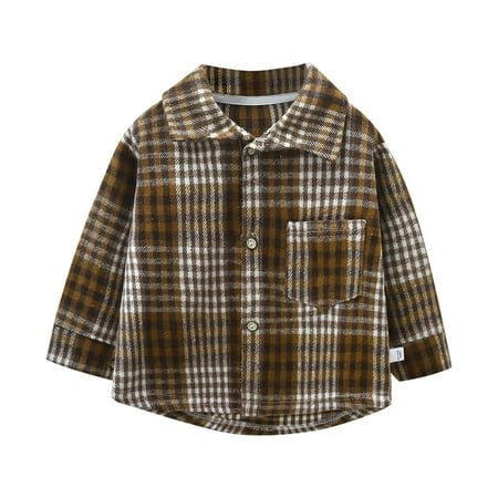 TSADFHJI Boy Jackets 7-8 6-7 Boy Coats 5T Children s Shirt Children s Spring and Autumn Boy Hooded Plaid Shirt Girl Baby Long Sleeve Plaid Bottom Top Coat 6-7 Years