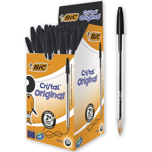 Bolígrafos BIC Cristal Original negros de punta mediana x50