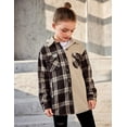 thumbnail image 3 of Arshiner Girls Casual Flannel Plaid Jackets Button Down Long Sleeve Shirts Blouses Tops with Pockets, 3 of 6