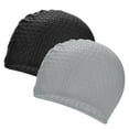 thumbnail image 1 of Uxcell Gorro de Natación de Silicona en Forma de Lágrima de 2 Piezas para Mujeres y Hombres, Gorro de Natación Impermeable No Deslizante Duradero [Negro y Gris], 1 of 6