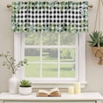 thumbnail image 2 of Eucalyptus Leaves Curtain Valances for Windows, Kitchen Valance Window Treatments Panel 2 Pack, Summer Botanical Black Checked Rod Pocket Short Curtains for Bathroom Bedroom 54 x 18 Inch, 2 of 8