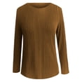 thumbnail image 5 of Fgnfyis T Shirts For Women Casual Long Sleeve Soft Basic Solid Color Top Everyday Comfort Warmth Long Sleeve Tops For Women Khaki M, 5 of 6