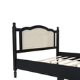 thumbnail image 6 of Queen Bed Frame, Wood Platform Bed Frame with Natural Rattan Headboard, French style Vintage Bed Frames with Wooden Slat Support, Black, 6 of 6