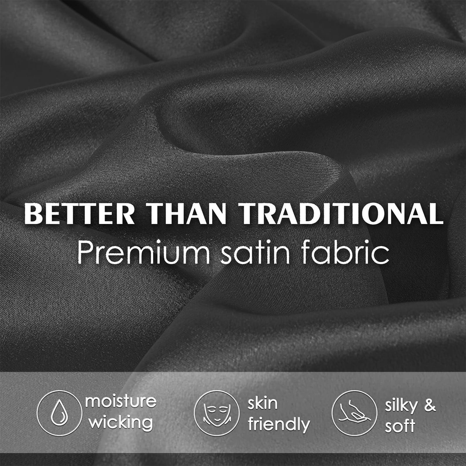 JilgTeok 2 Pcs Satin Silk Pillowcase Hair and Skin Friendly Standard Size 51x137cm with Hidden Zipper Soft Breathable Cool Pillow Covers for Sleeping