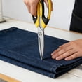 thumbnail image 3 of Jonce 8 Inch Heavy Duty Scissors, Ultra Sharp Serrated Stainless Steel Shears with Protective Cover, for Cutting Cardboard, Fabric, Wire, Packaging, Crafting, Office Workshop Use, Yellow, 3 of 10