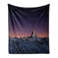 thumbnail image 1 of Night Soft Flannel Fleece Blanket, Matterhorn Peak Zermatt Switzerland Galactic View European Natural Landmark, Cozy Plush for Indoor and Outdoor Use, 50" x 60", Purple Coral Beige, by Ambesonne, 1 of 6