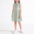 thumbnail image 4 of Miluxas Girl's Summer Sleeveless Mini Dress Turtleneck A Line Pleated Swing Casual Basic Short Dress Green 6-7 Years, 4 of 8