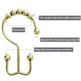 thumbnail image 4 of Siaomo Shower Curtain Rings Hooks,Stainless Steel,Rustproof,for Bathroom-Double Hooks-Set of 12,Gold, 4 of 6