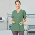 thumbnail image 4 of Womens Scrubs, Scrubs V Neck Short Sleeve Plus Size Overalls With Double Layer Pockets Work Tops Purple Scrubs Mothers Day For Women 4Th Shirts Outfits (M, Green) ZMTing, 4 of 4