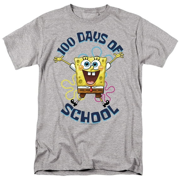 SpongeBob 100 Days of School Jump Unisex Adult T Shirt, Athletic Heather, 4X-Large