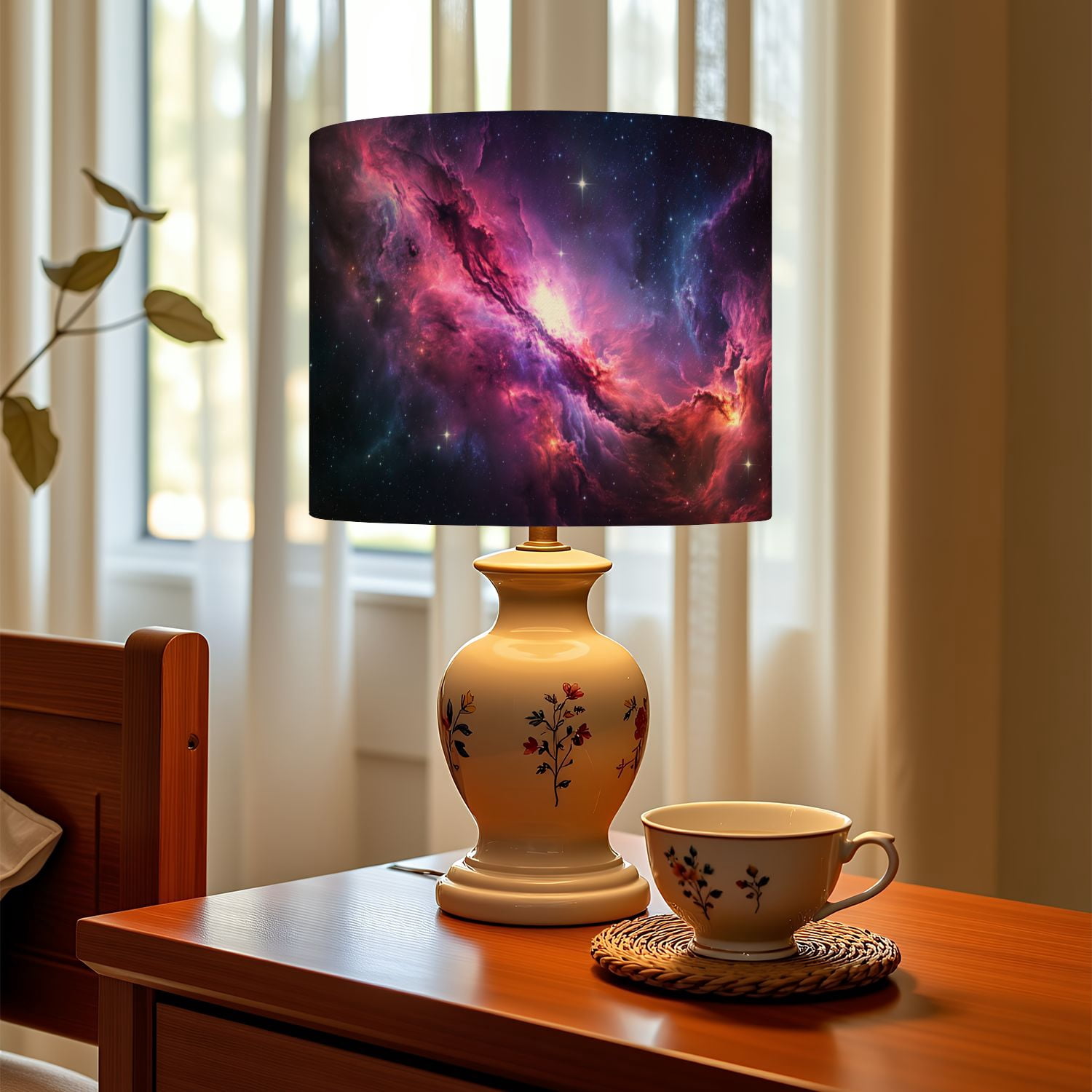 Space Linen Drum Lampshades Galaxy Nebula Outer Space Interstellar Astronomy Universe 13"x13"x10" Light Shade for Table Lamps Floor Lamps Drum Lamp Shades Lampshade Replacement Assembly Required